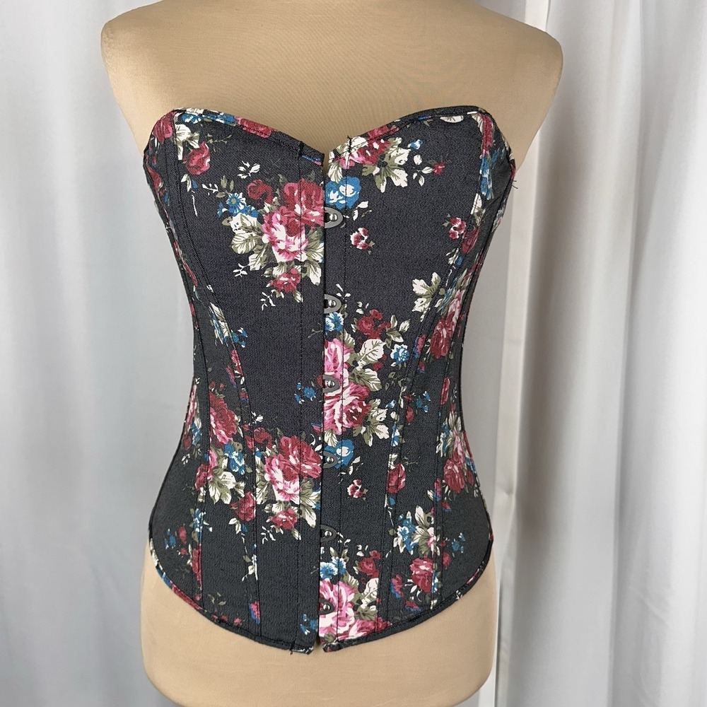 Womens Floral Tapestry Overbust Corset Bustier Top Sz Medium Alivila.Y Fashion